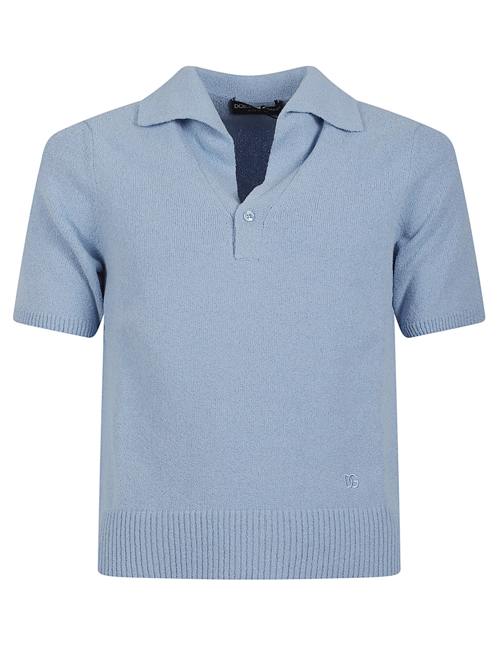 Textured Knit Polo Shirt with Ribbed Hem