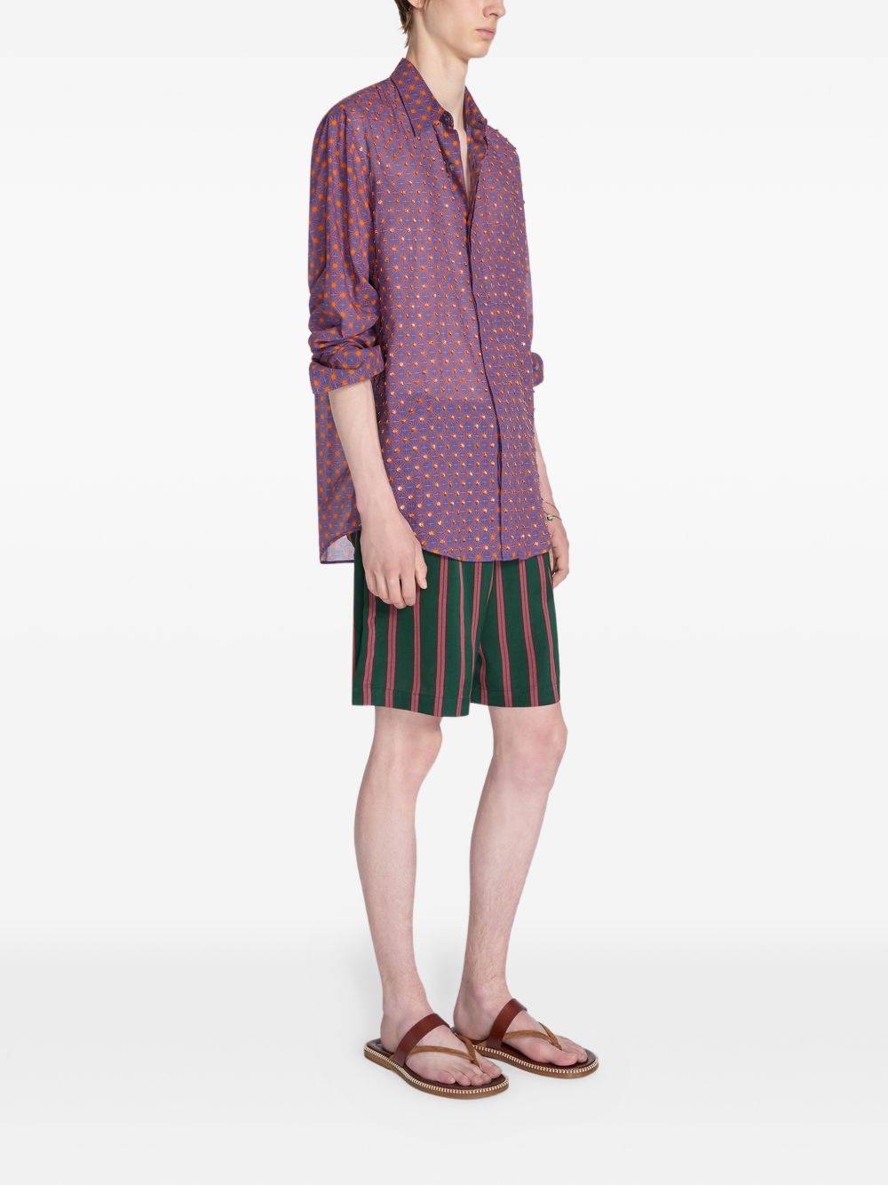 All-Over Embroidered Long-Sleeved Shirt