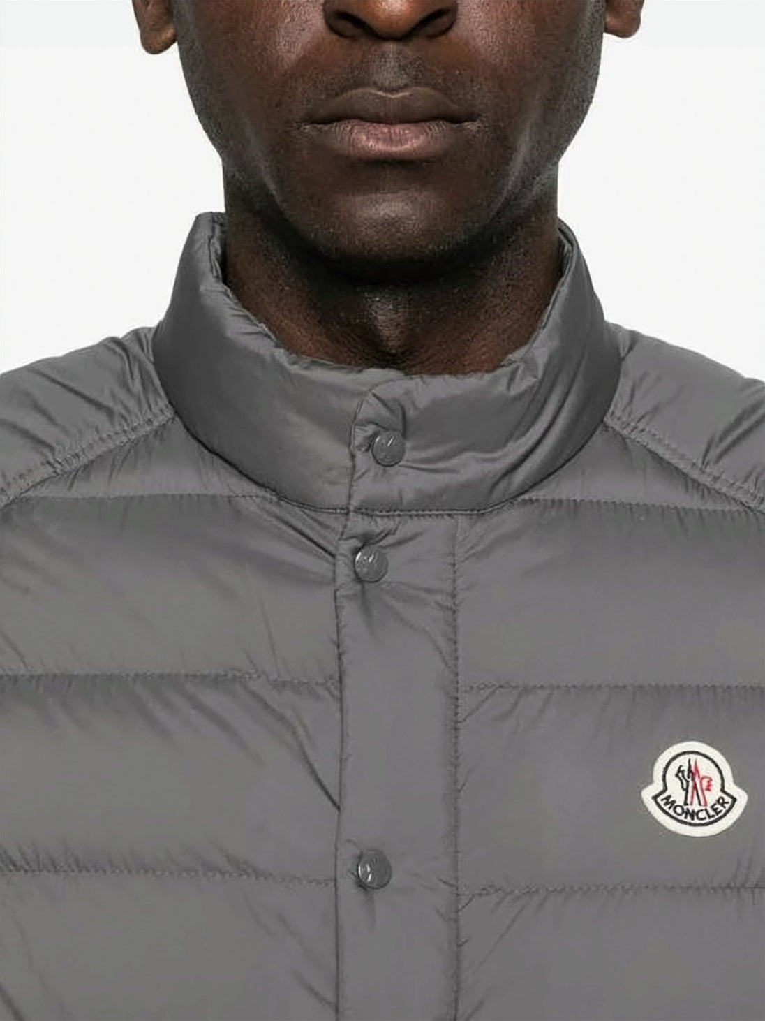 Padded Grey Vest with Stand Collar