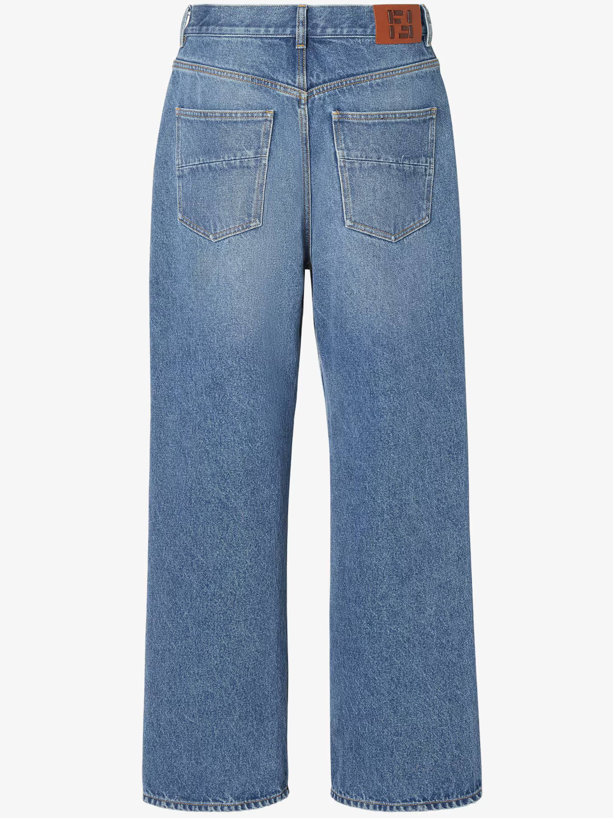 Relaxed Fit Mid-Blue Denim Pants with Classic Five-Pocket Style