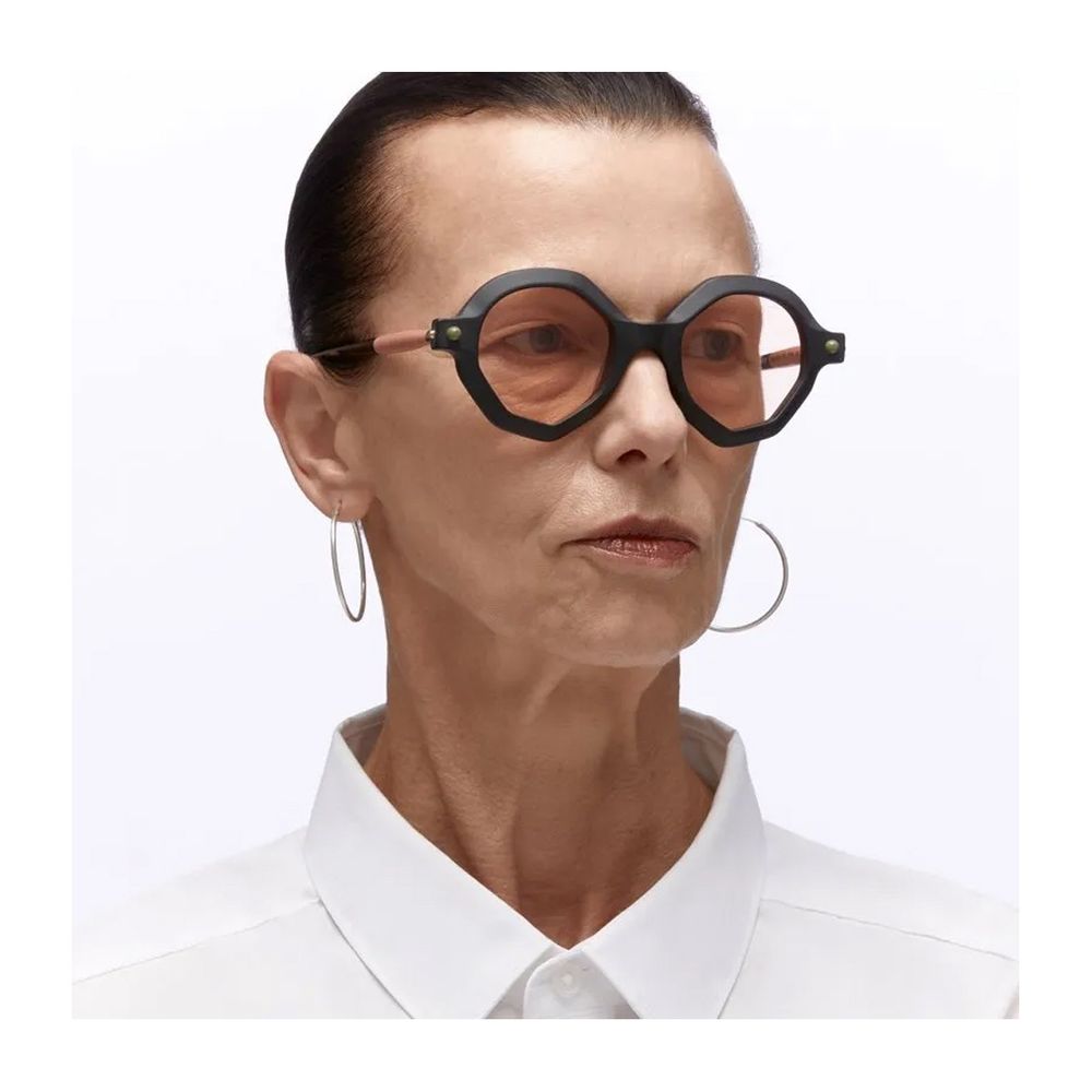Mask P18 Matte Black Round Faceted Sunglasses