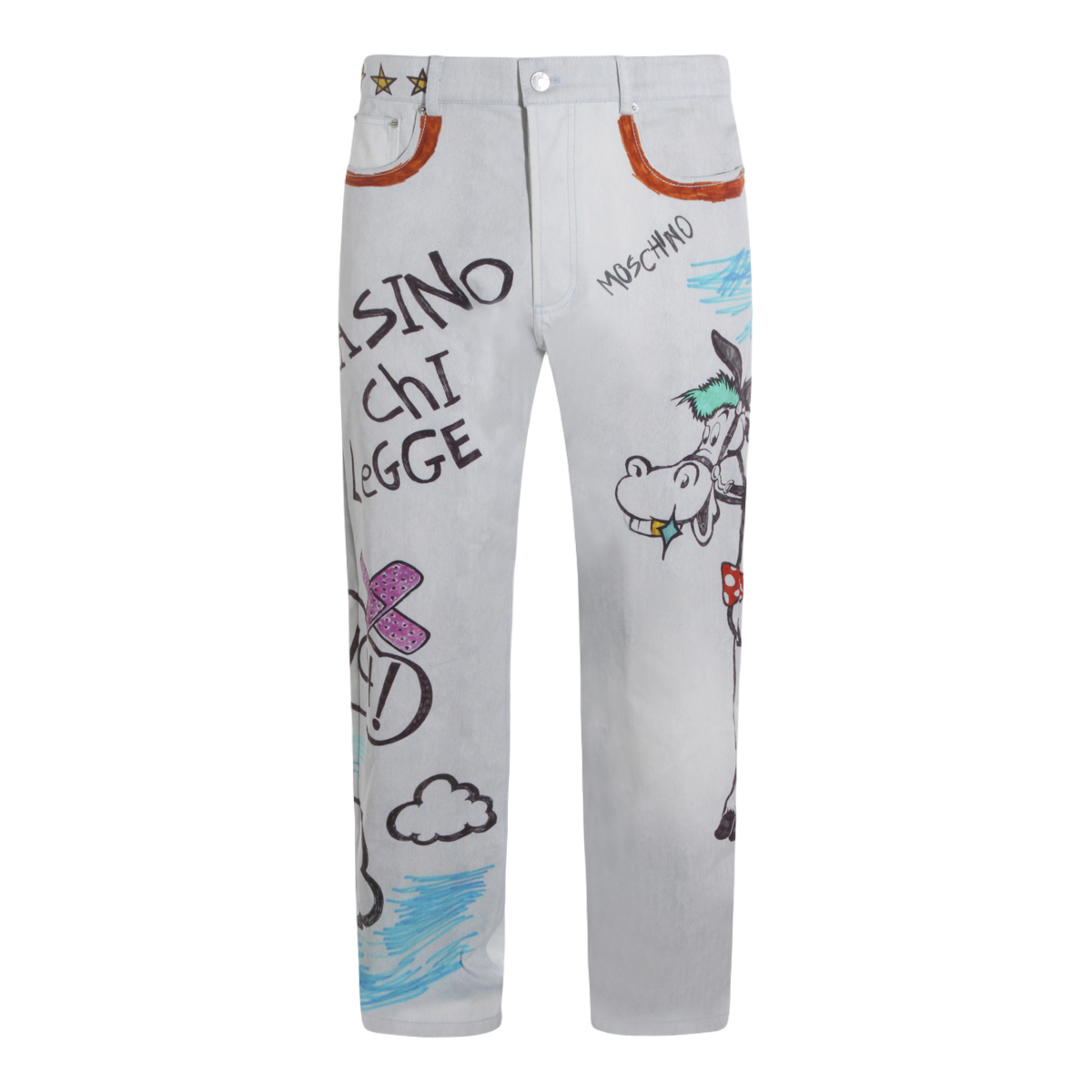 White Jeans with Graffiti-Inspired Artwork