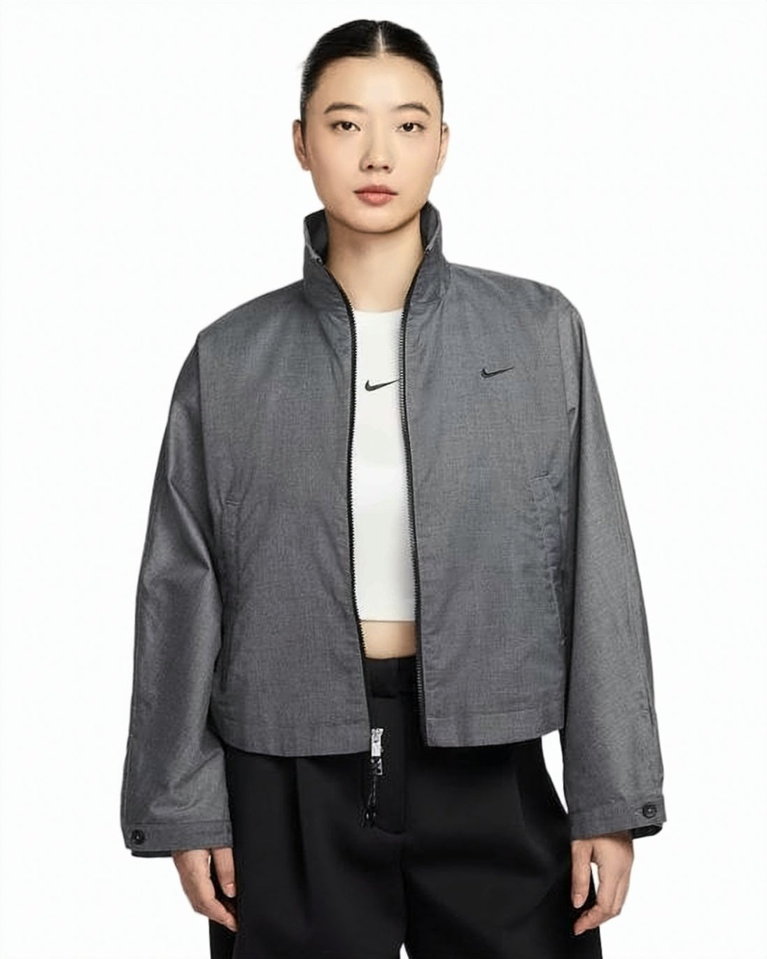 Cropped Jacket with High Collar