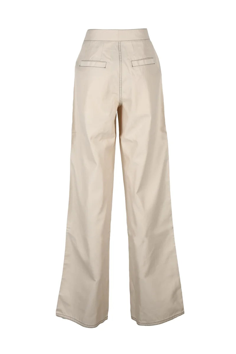 Polyester/Cotton Trousers - Beige