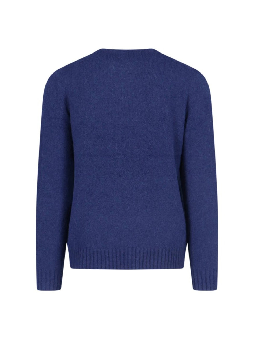 Navy Blue Alpaca Blend Sweater With Logo Embroidery