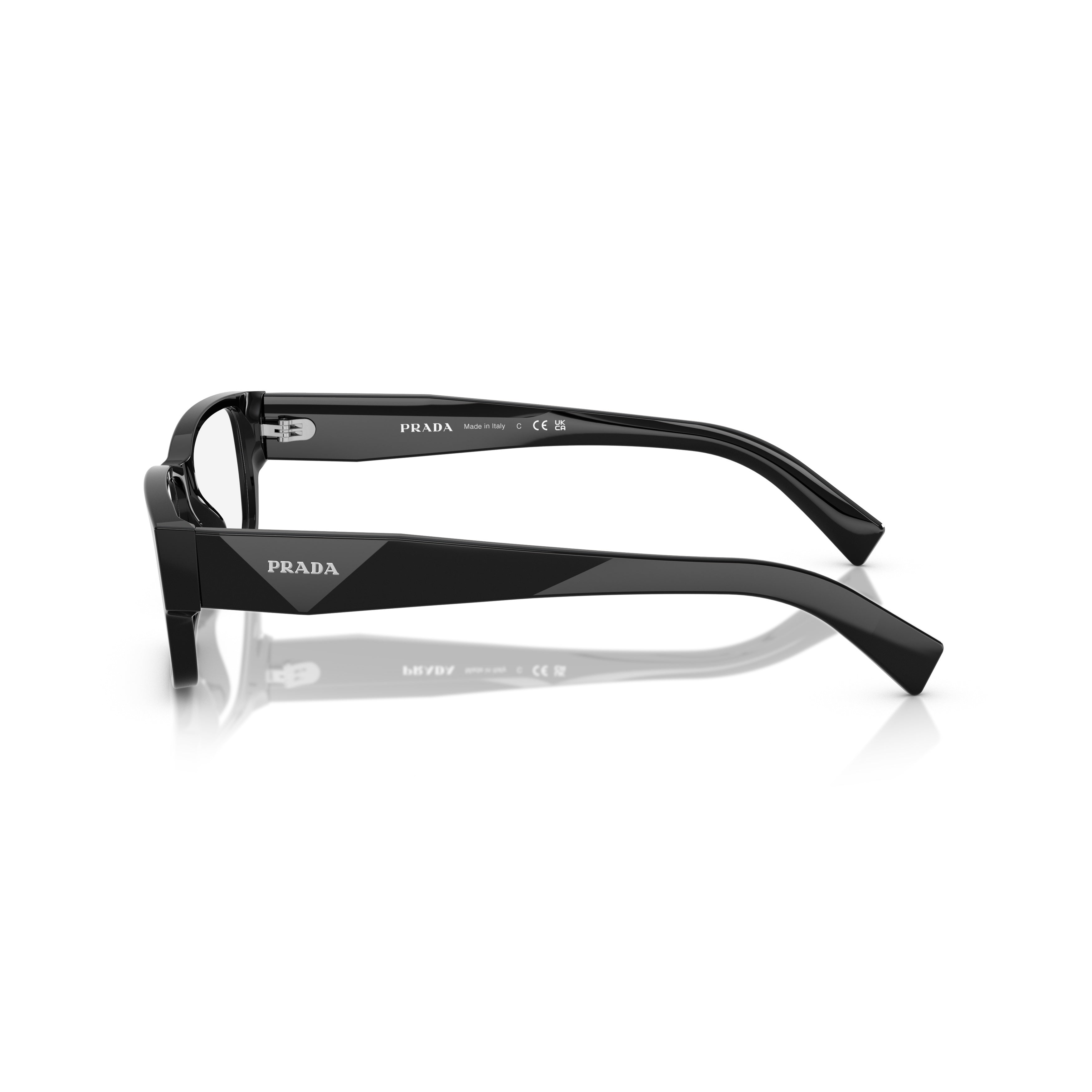 0pr B09v Glossy Black Acetate Rectangular Sunglasses