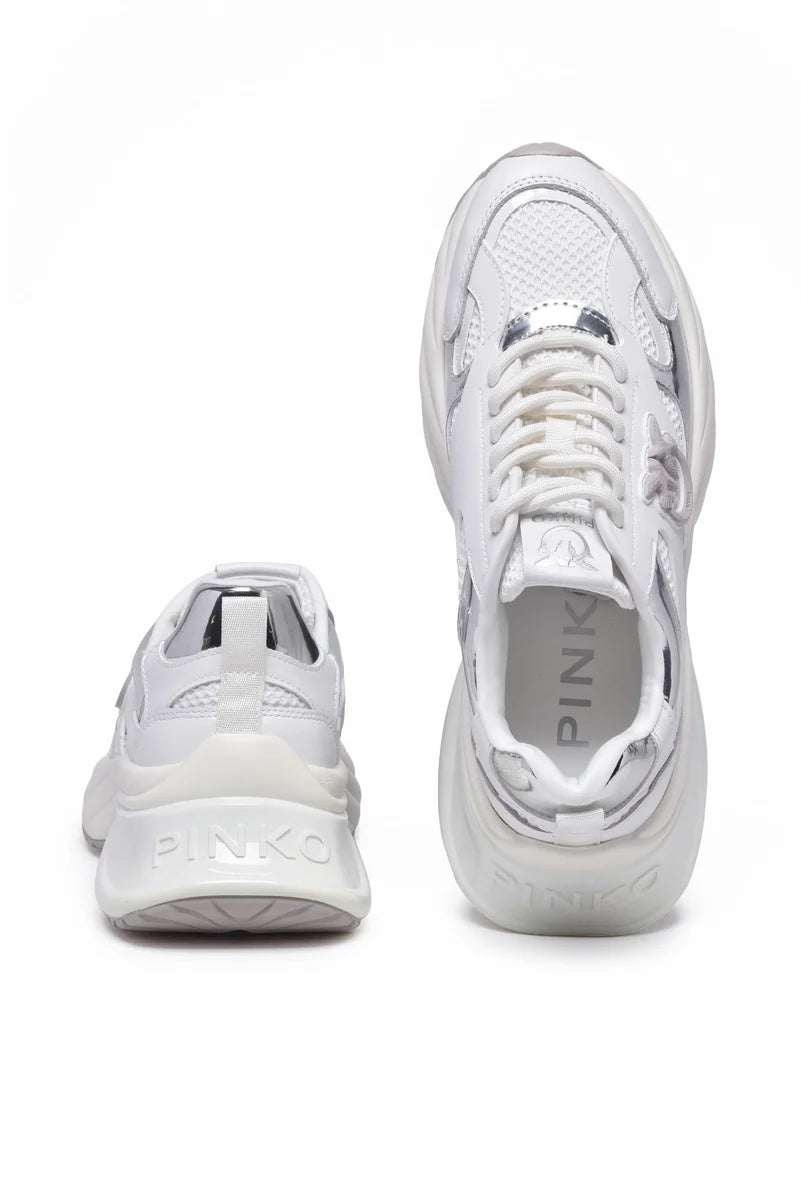 Mirror Leather Rubber Sneakers - White