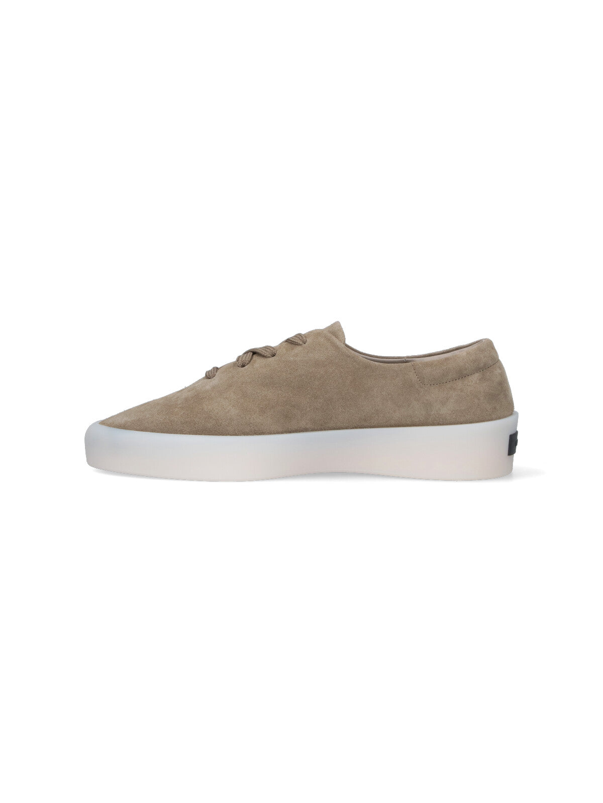 Gray Suede Low-Top Sneakers With Rounded Toe