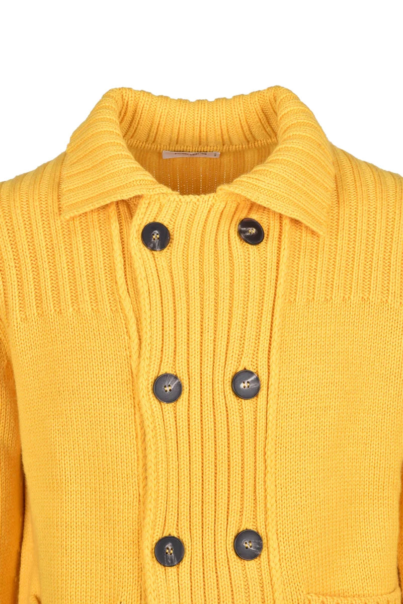 Double-Breasted Wool Cardigan - Yellow