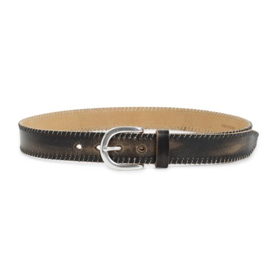 Distressed Black Cowhide Leather Belt