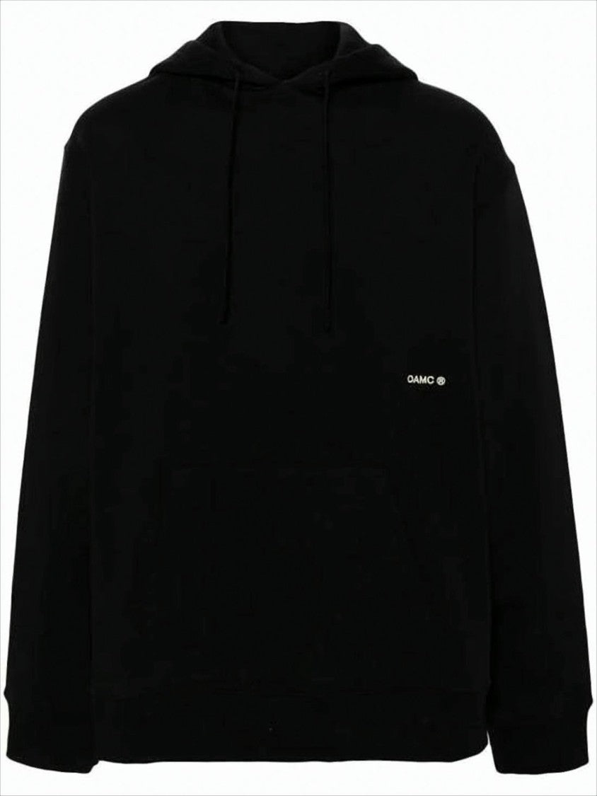 Relaxed-Fit Black Hoodie with Circular Graphic Design