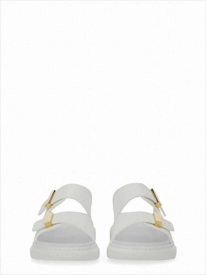 Minimalist Rubber Slip-On Mules with Gold-Tone Buckles