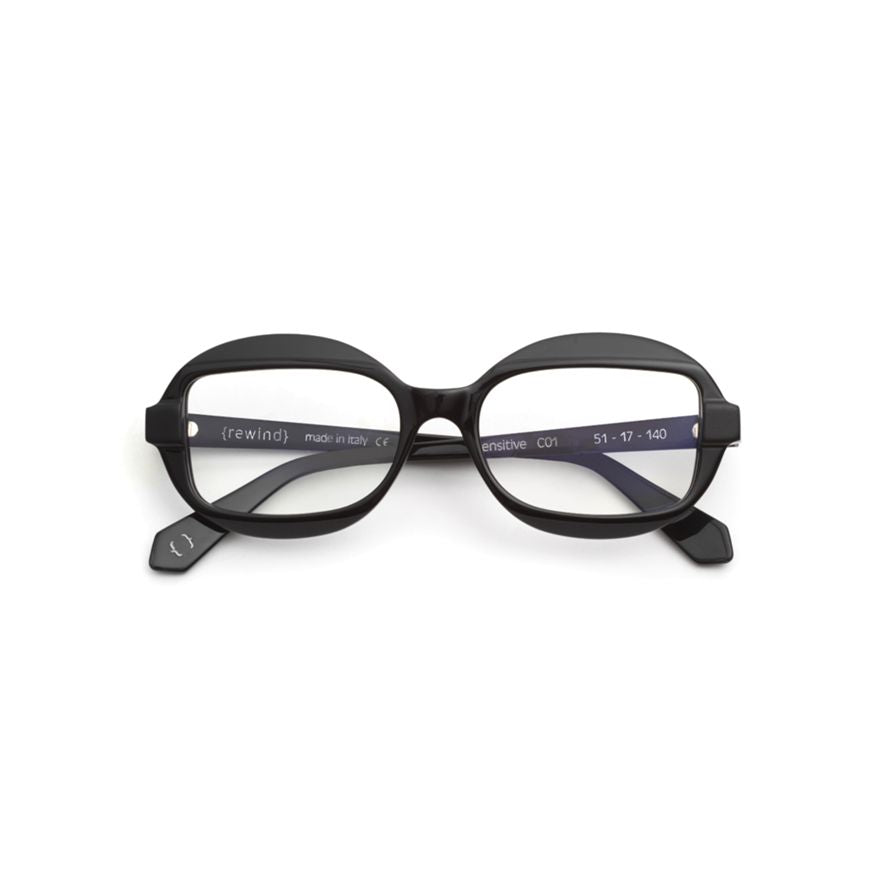 Sensitive Rectangular Black Acetate Eyeglasses with Rounded Edges