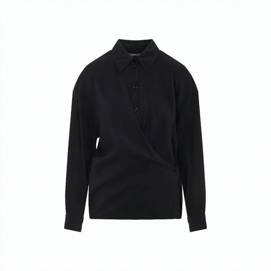 Twisted Front Black Silk And Polyamide Shirt