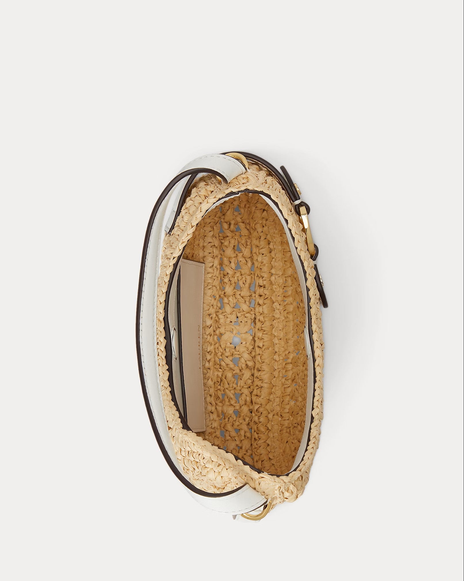 Crescent-Shape Handbag with Woven Straw-Like Texture