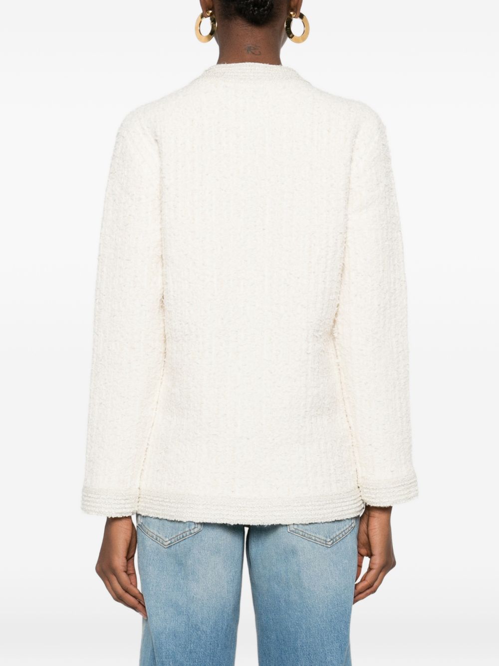 Textured Wool Cardigan with Boxy Silhouette