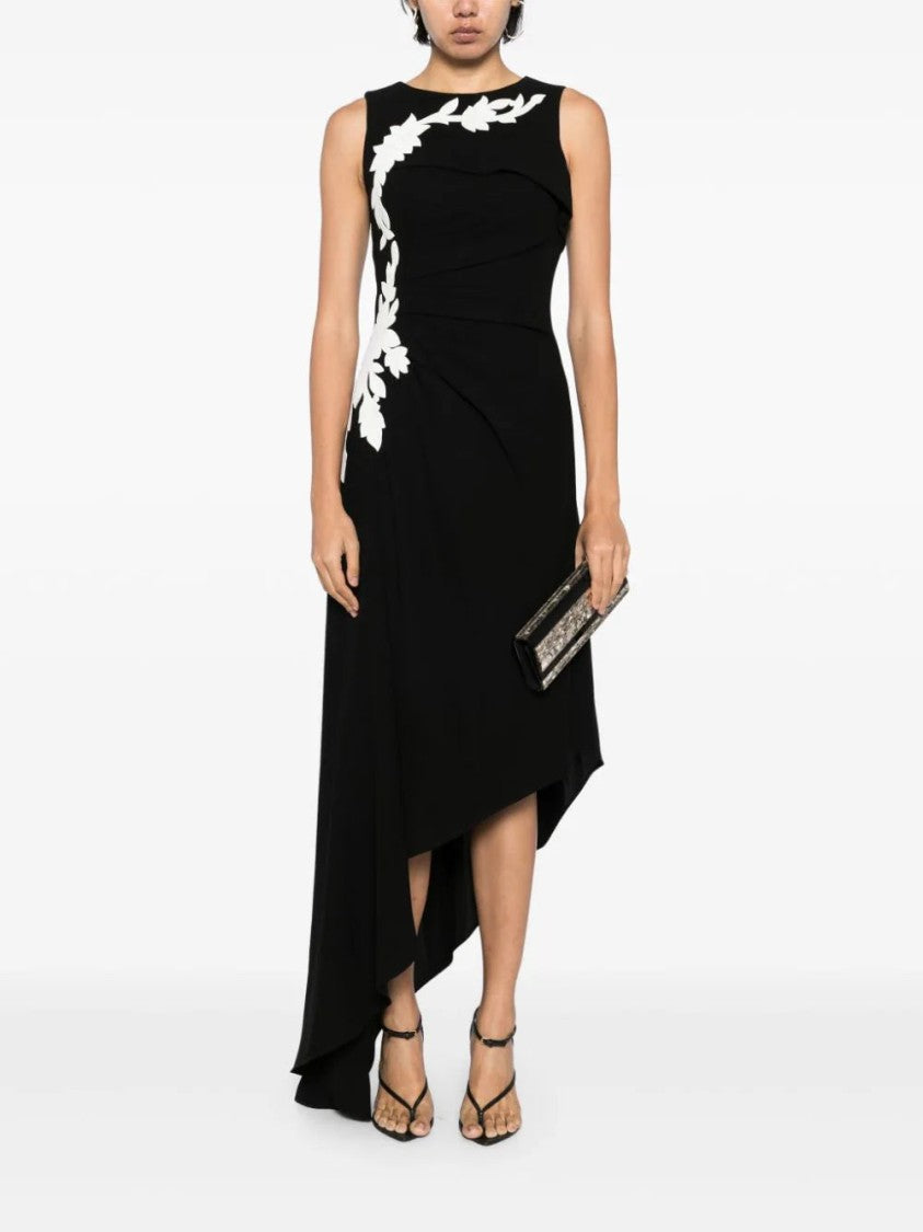 Crepe, High-Low Dress With Matching Embroidery