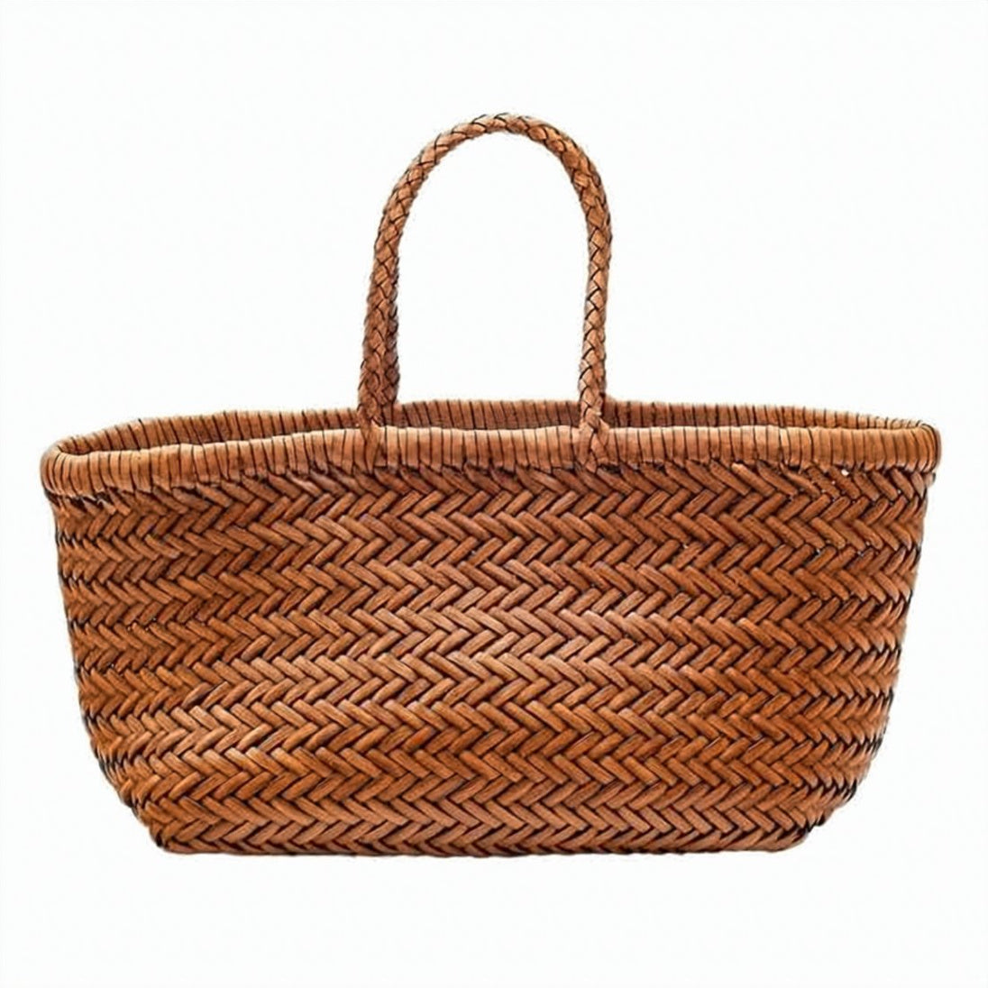 Woven Calf Leather Tote Bag With Braided Handles