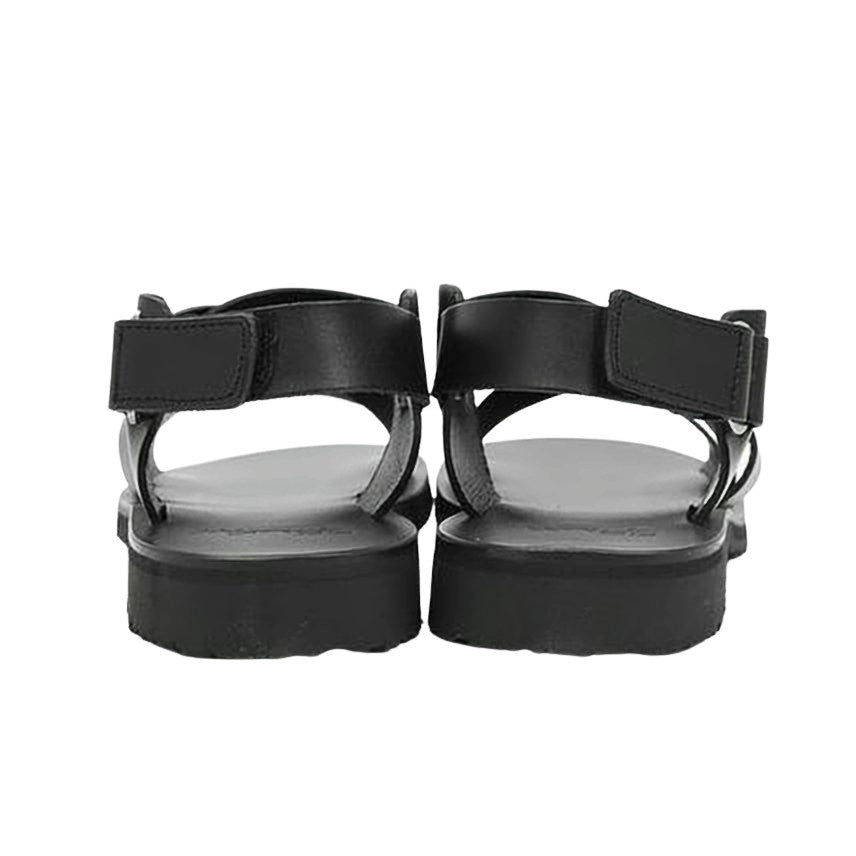 Black Leather Strap Sandals