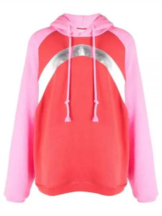 Color-Block Hoodie with Metallic Silver Arc Detail