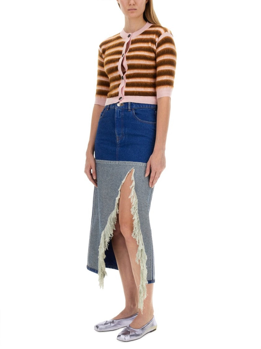 Cropped Cardigan With Playful Stripe Pattern