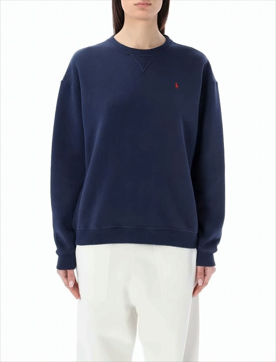 Crewneck Fleece Sweatshirt with Embroidered Pony Logo