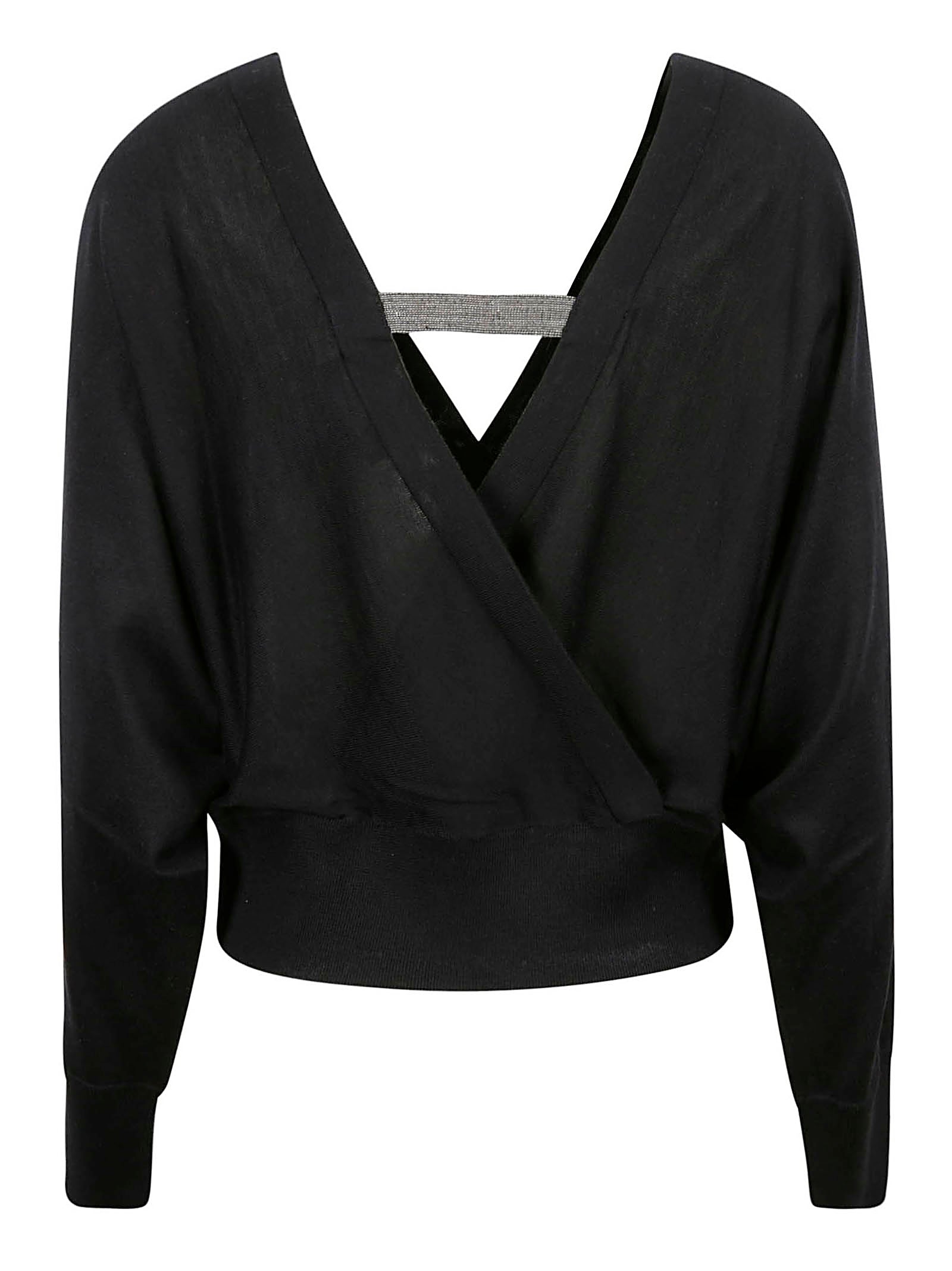Classic Black Knit Sweater in Silk-Cotton Blend