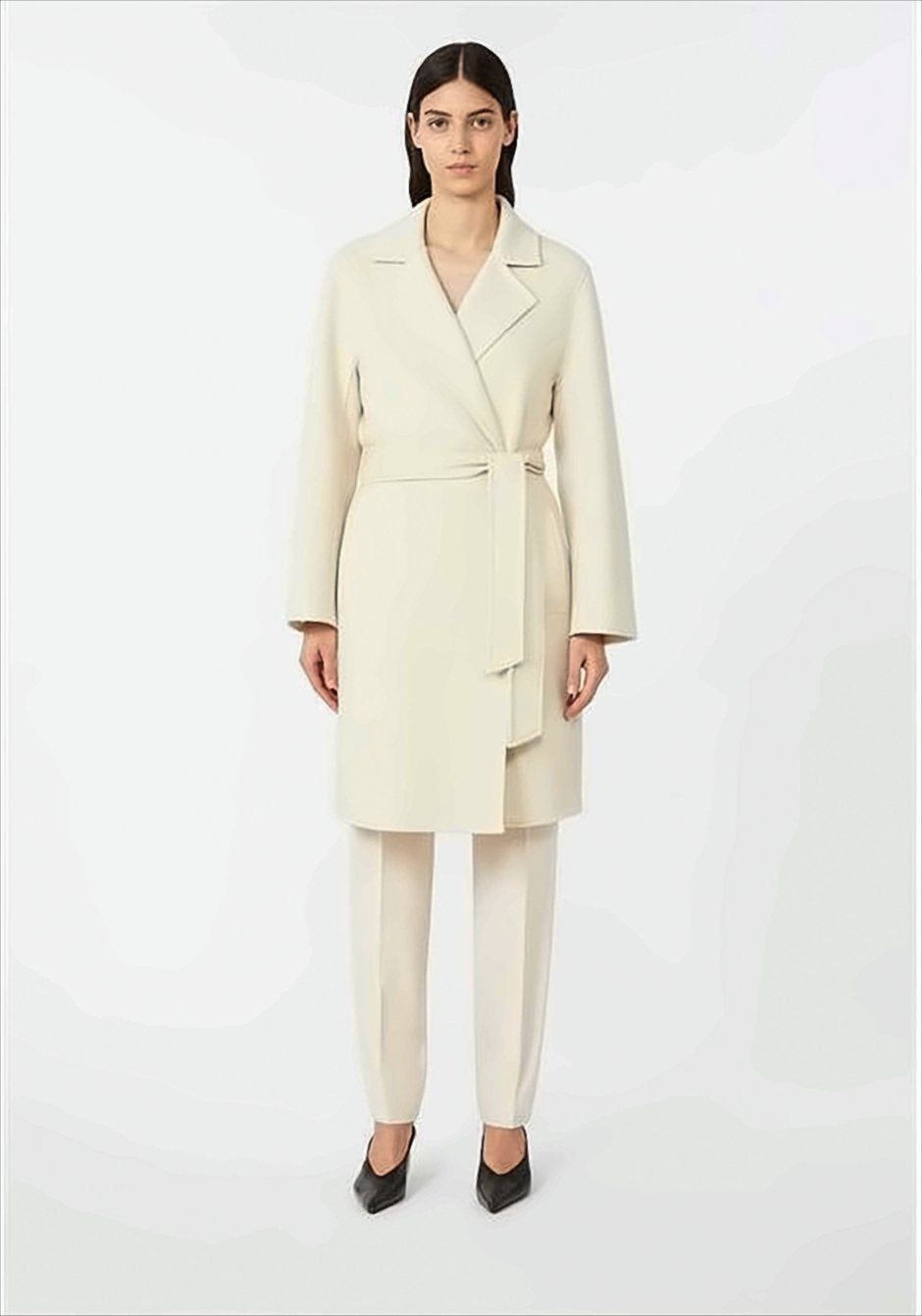 Ajaccio Wool Blend Coat With Belted Waist