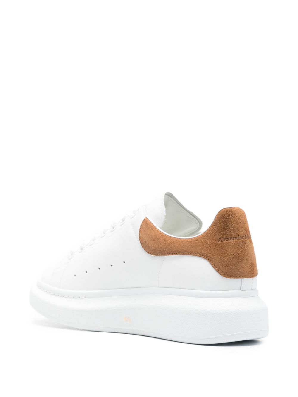 White Leather Sneakers with Suede Heel Tab