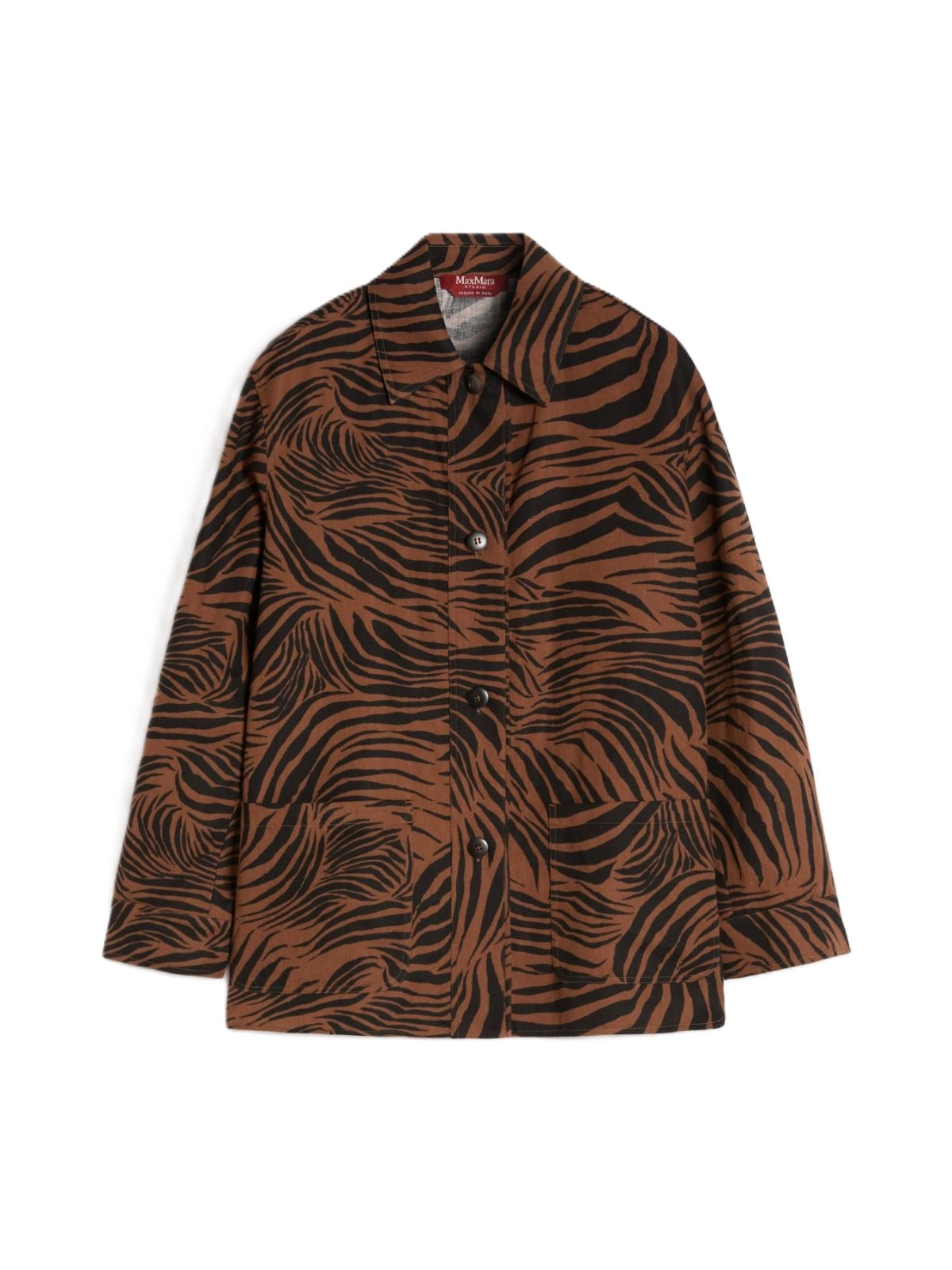 Tiger Stripe Patterned Jacket with Classic Collar