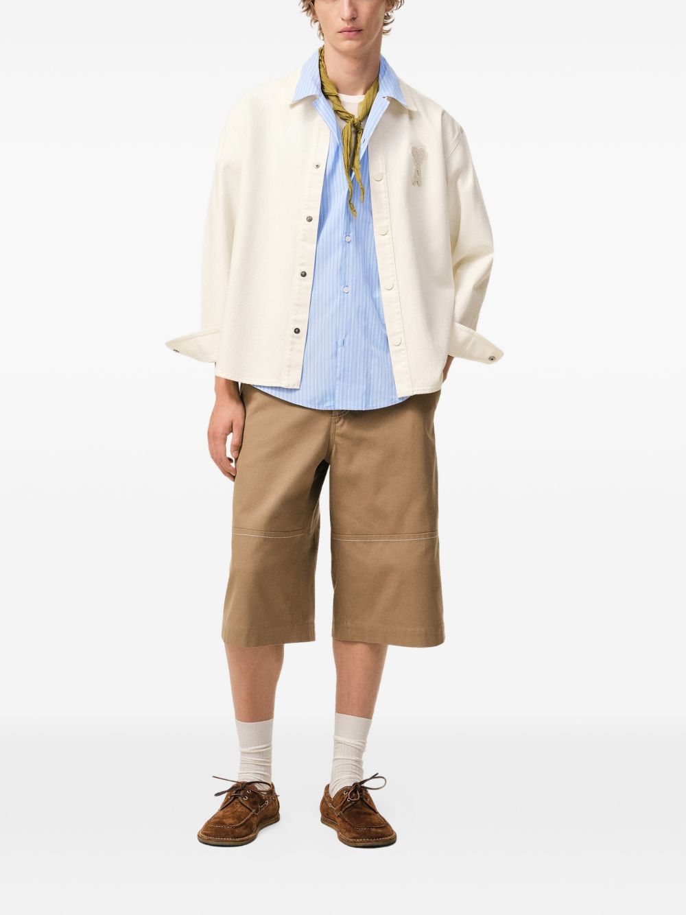 Beige De Coeur Crochet Patch Snap-Button Shirt