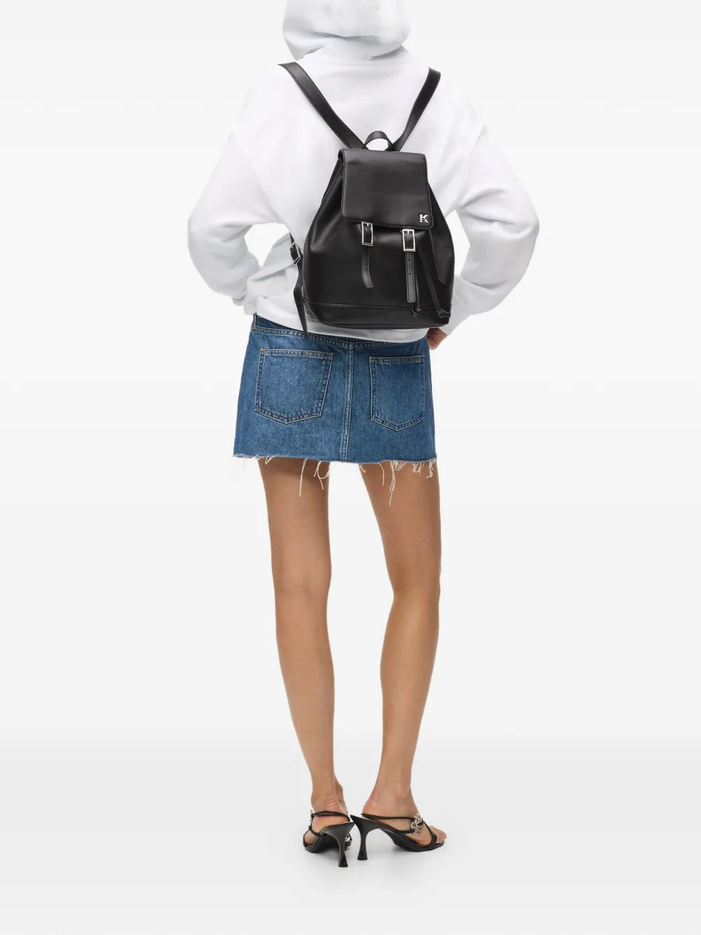 Smooth Finish Black Backpack with Buckle Closure