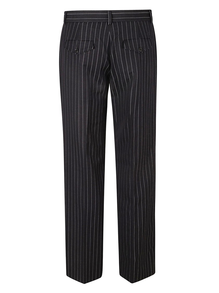 Tailored Pinstripe Trousers With Sporty Embroidered Detail
