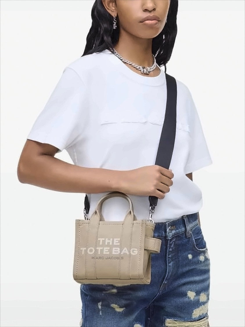 Compact Beige Cotton Canvas Tote with Detachable Strap