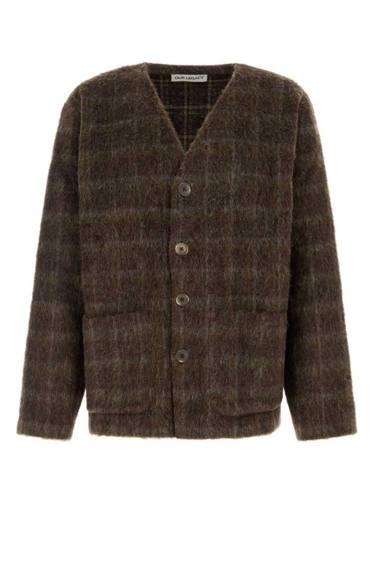 Textured Cardigan with V-Neckline