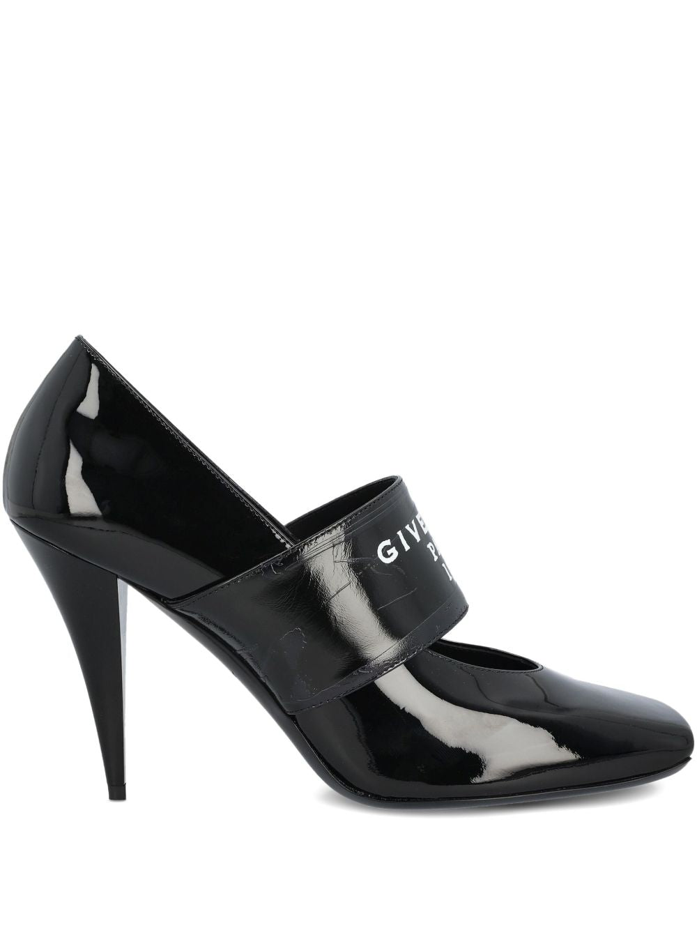 High-Heeled Black Silk and Nylon Pumps