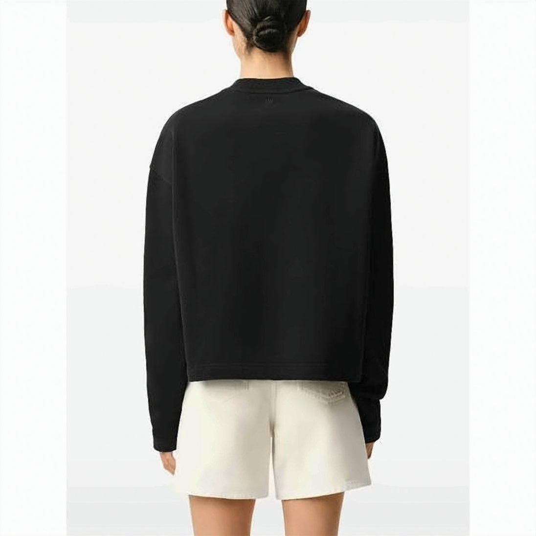 Long-Sleeve Cotton Top With Subtle Embroidery
