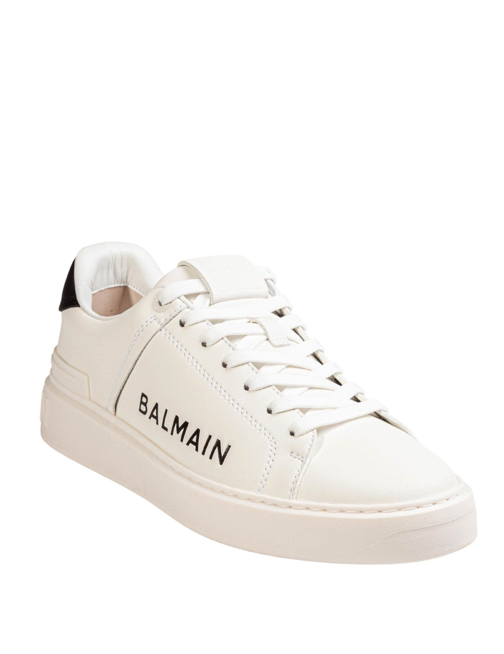 B Court White Leather Sneakers Side Logo