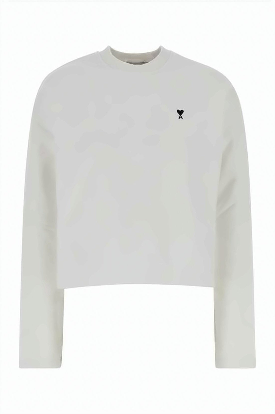 Cropped White Cotton Long-Sleeved Top