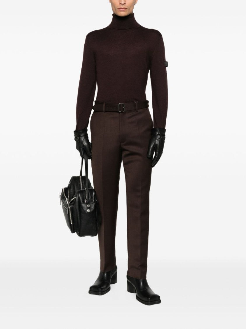 Fitted Dark Brown Turtleneck Sweater