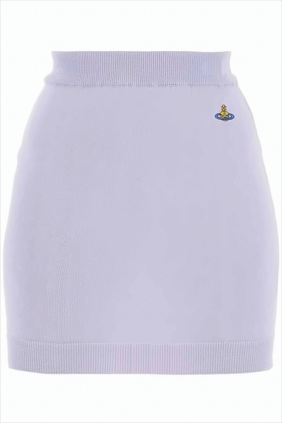 Fitted Purple Knit Mini Skirt with Ribbed Details