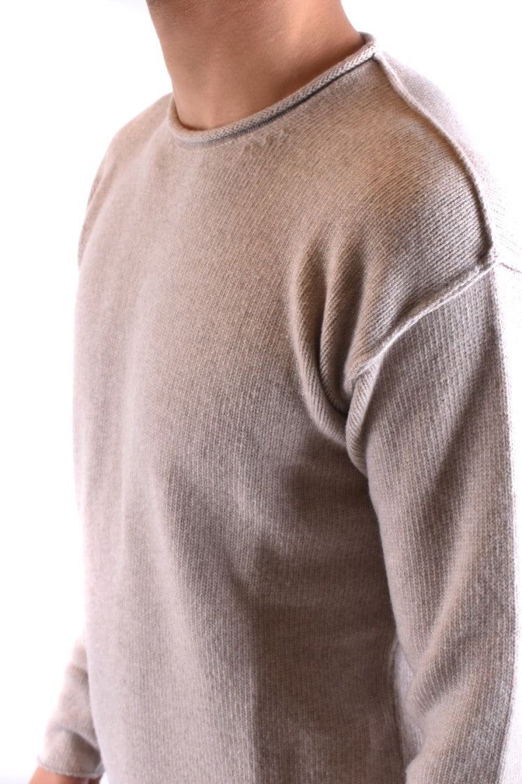 Beige Cashmere-Wool Blend Knit Sweater