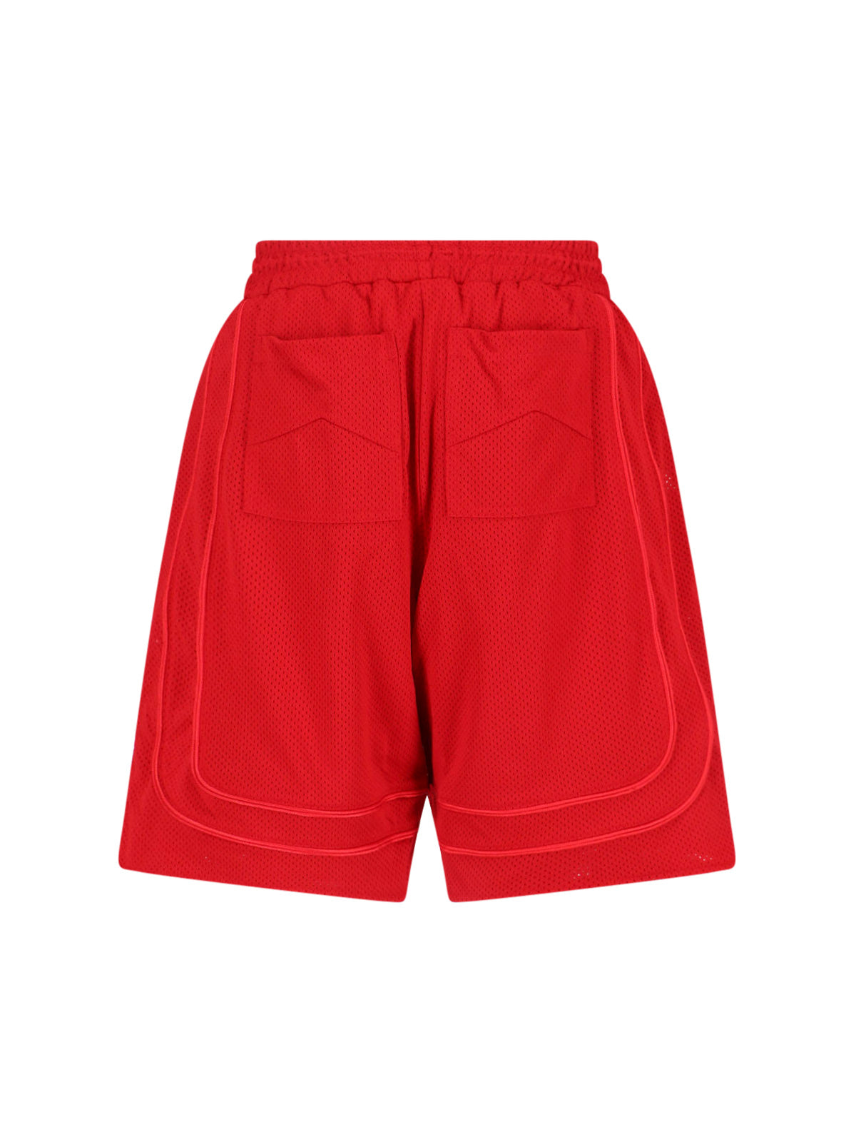 Red Straight-Leg Shorts With Classic Waistband