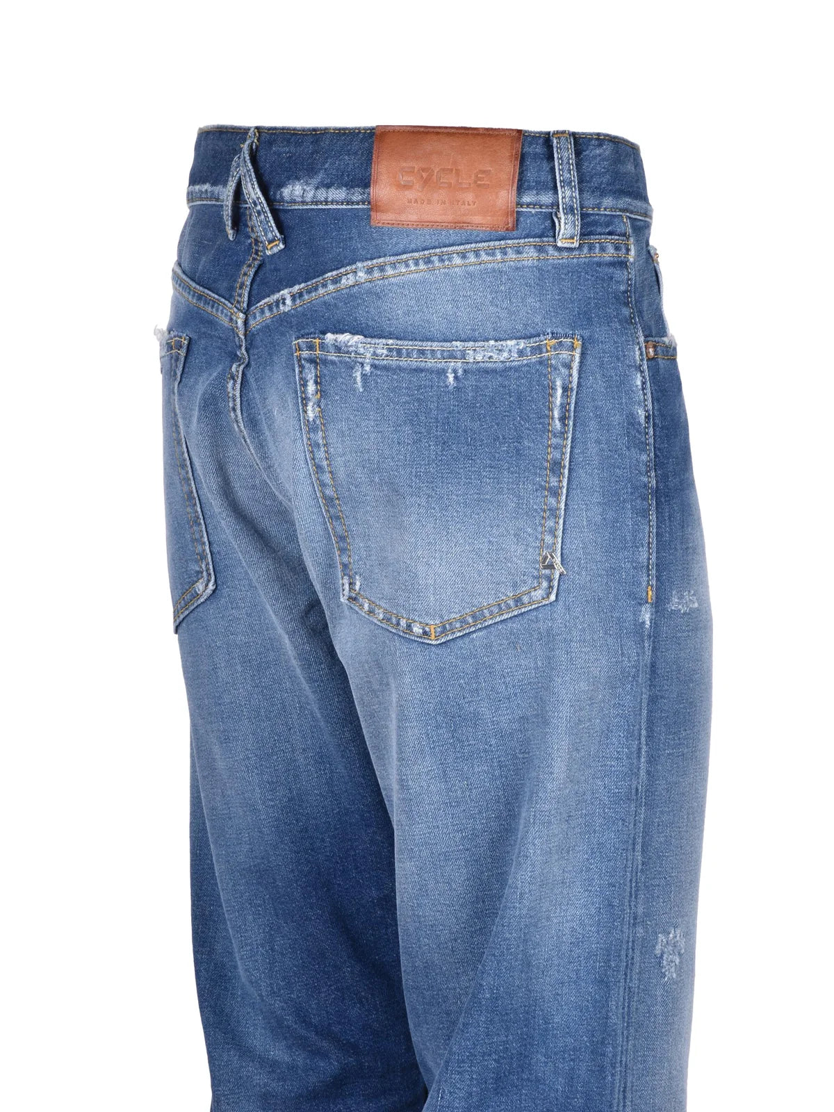Brown White Standard Regular Straight Cotton Elastane Jeans