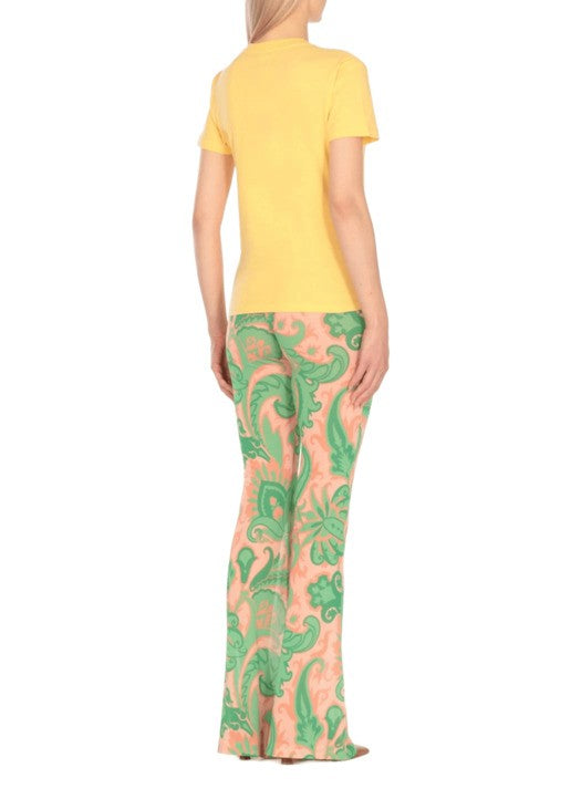 Embroidered Cotton T-Shirt With Floral Paisley Accents