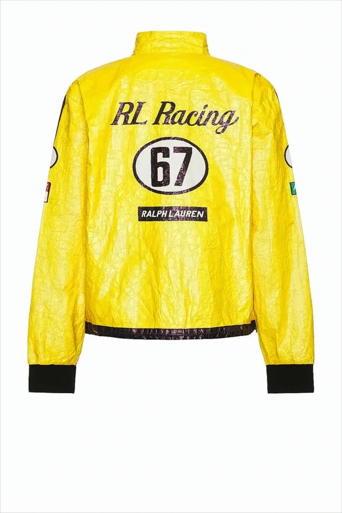 Cropped Racing-Inspired Jacket with Bold Patchwork Design
