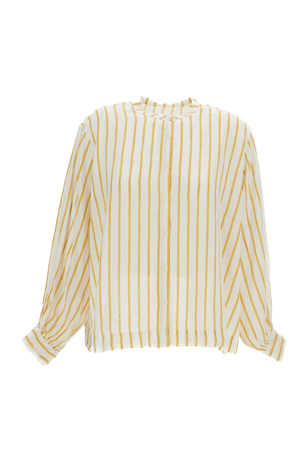 Beige Striped Linen-Blend Shirt