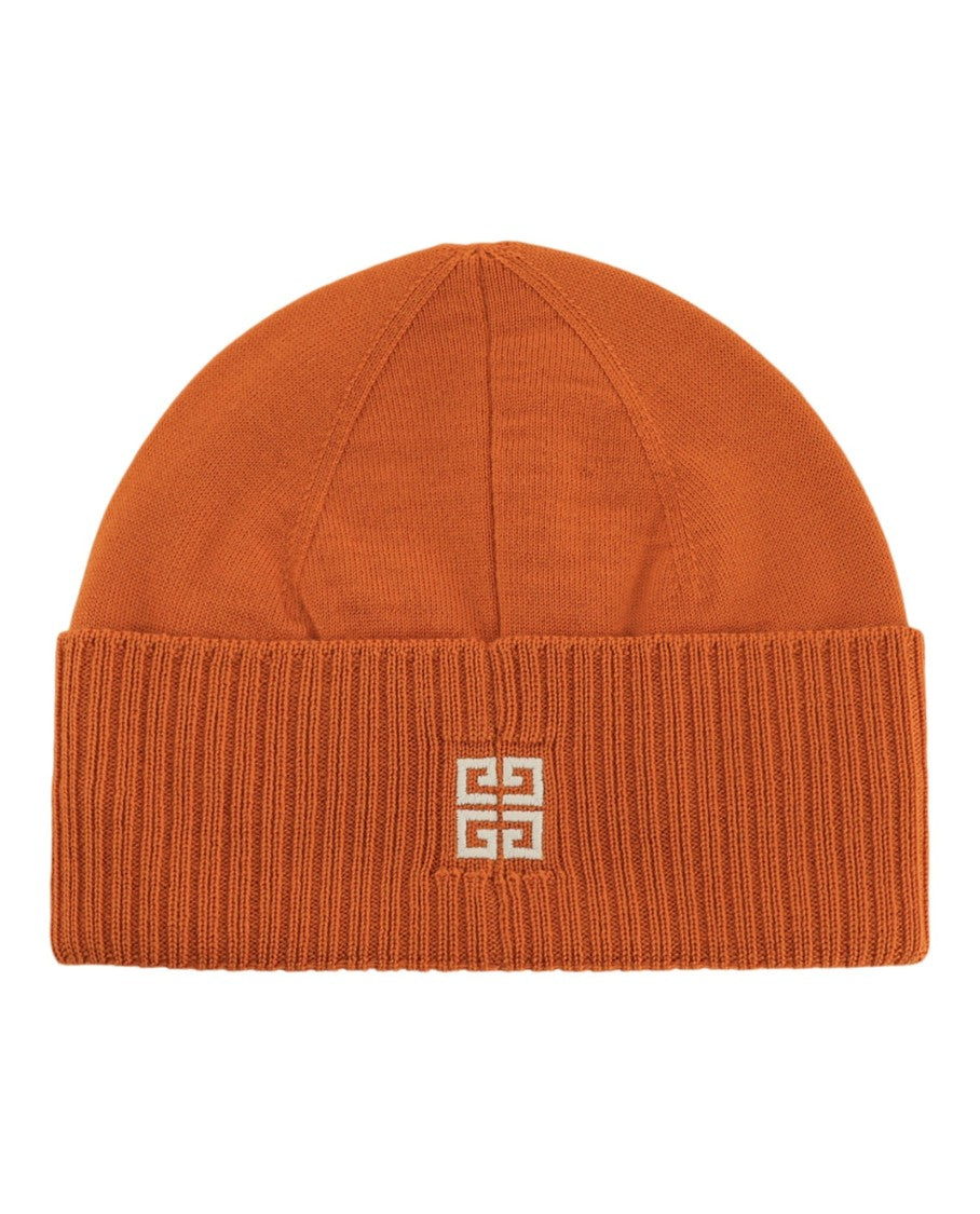 Ribbed Wool Beanie With Embroidered Logos