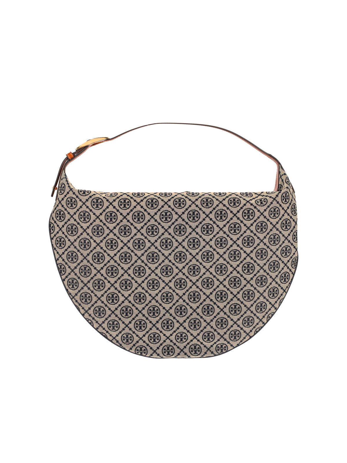 "T Monogram Balloon" Bag, Beige Cotton Blend