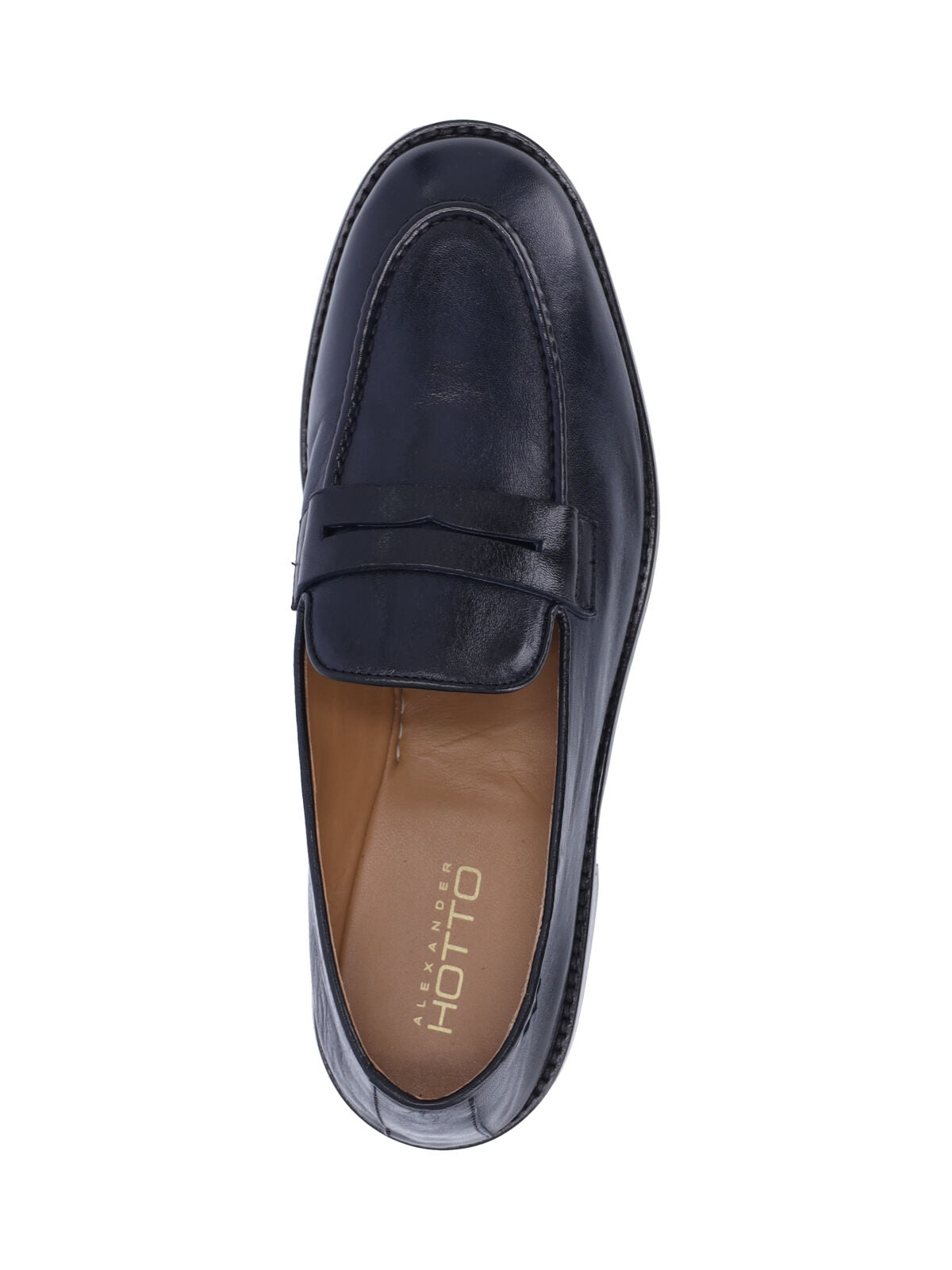 Dark Blue Leather Moccasins